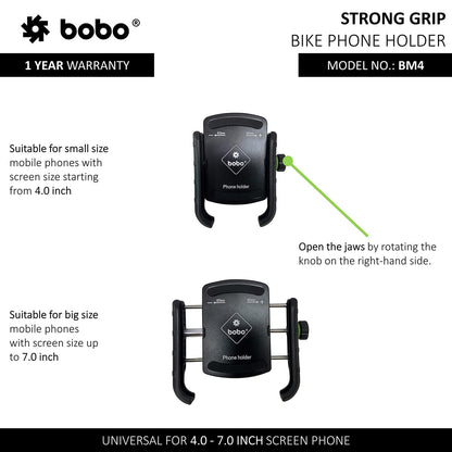 BOBO BM4 Jaw-Grip Mobile Holder for Bikes/Scooters