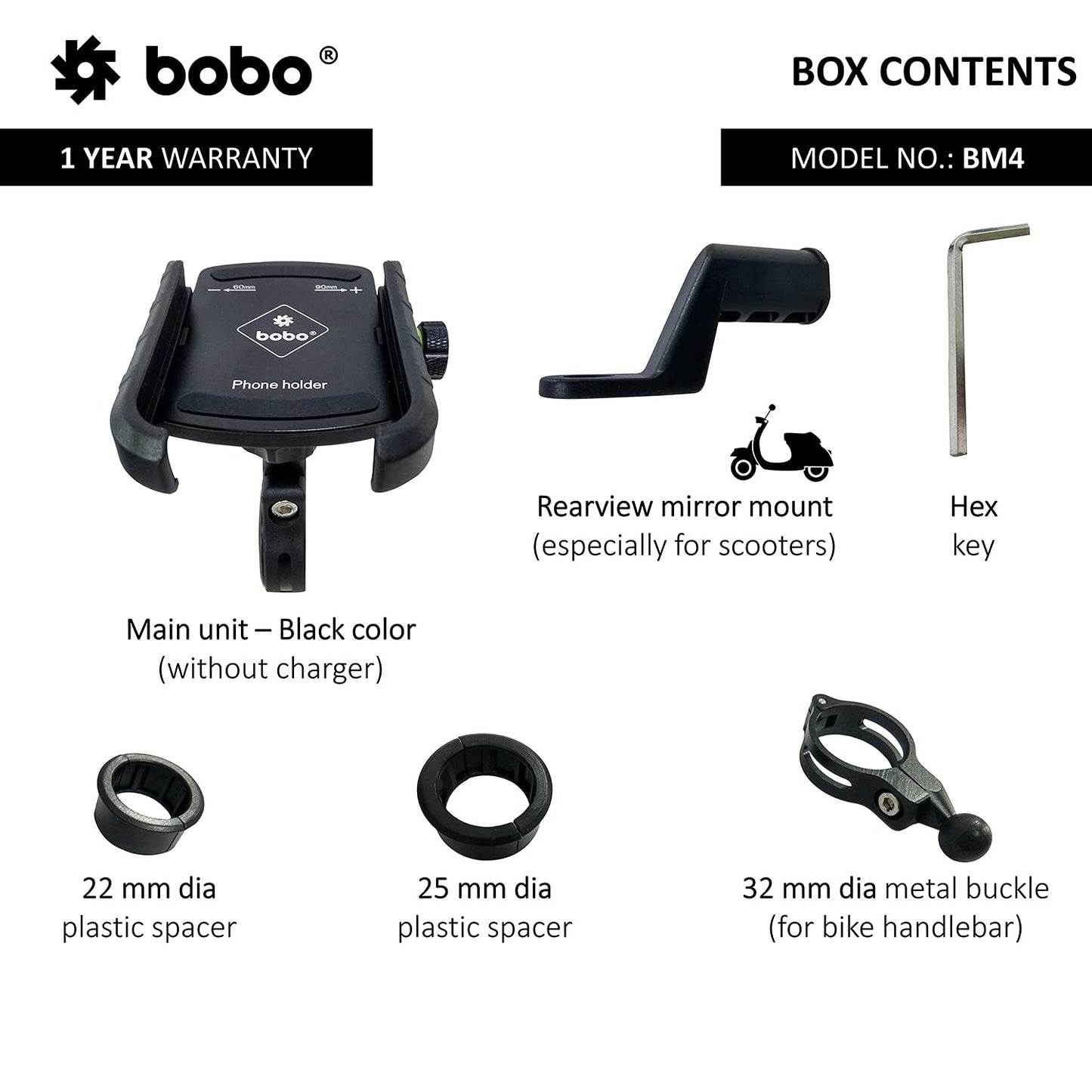 BOBO BM4 Jaw-Grip Mobile Holder for Bikes/Scooters