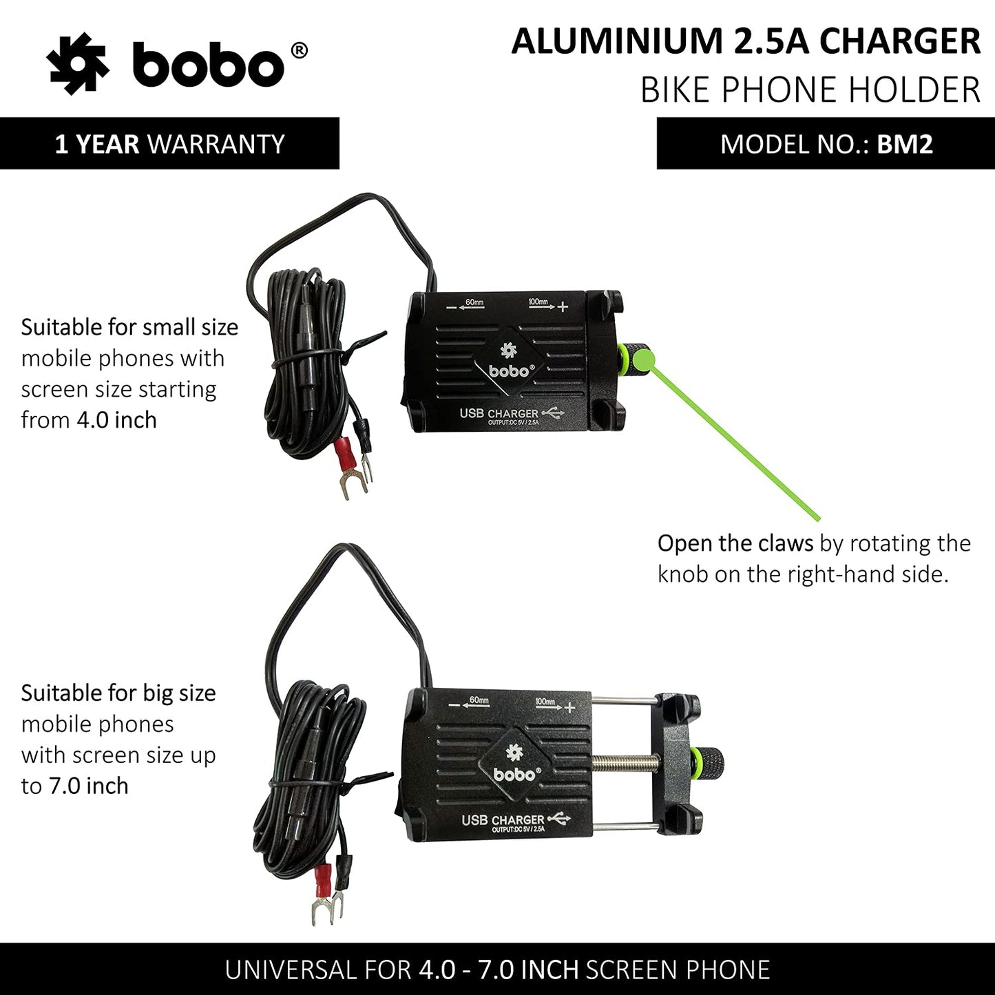 BOBO BM2 Aluminium Waterproof Bike/Motorcycle/Scooter With Charger