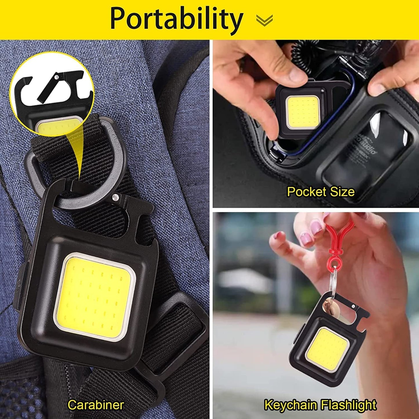 Multifunction Keychain Led Light with Bottle Opener, Magnetic Base and Folding Bracket Mini