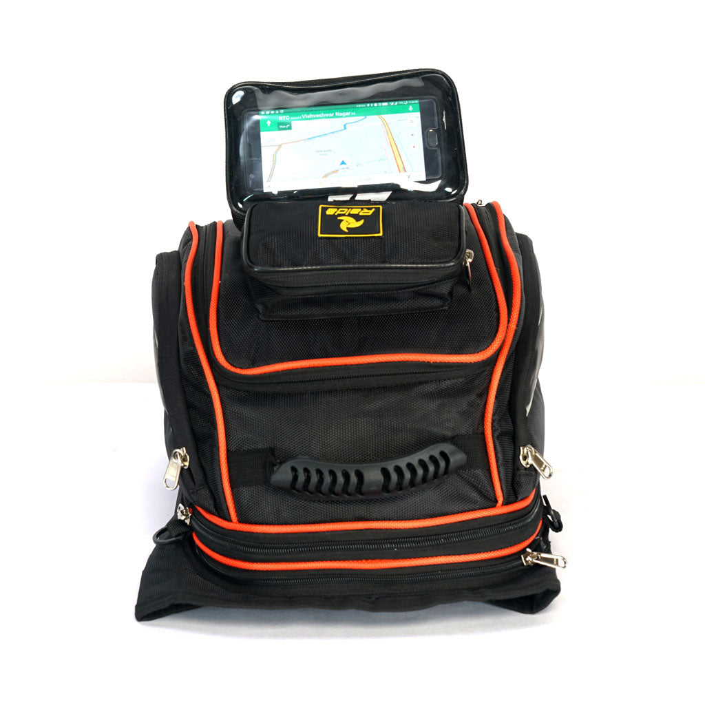 Raida GPS-Series Magnetic Tank Bag (Black-orange strap)