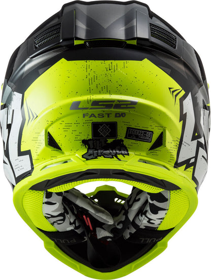 LS2 MX437 Fast Evo Crusher Matt Black Hi Viz Yellow Helmet