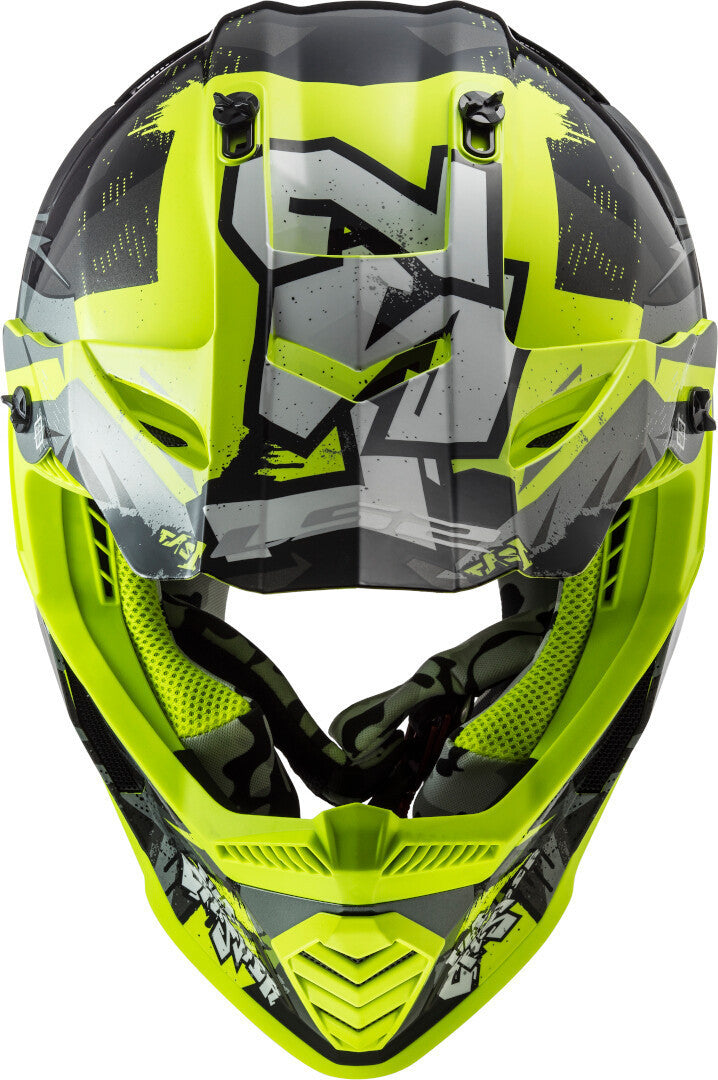 LS2 MX437 Fast Evo Crusher Matt Black Hi Viz Yellow Helmet